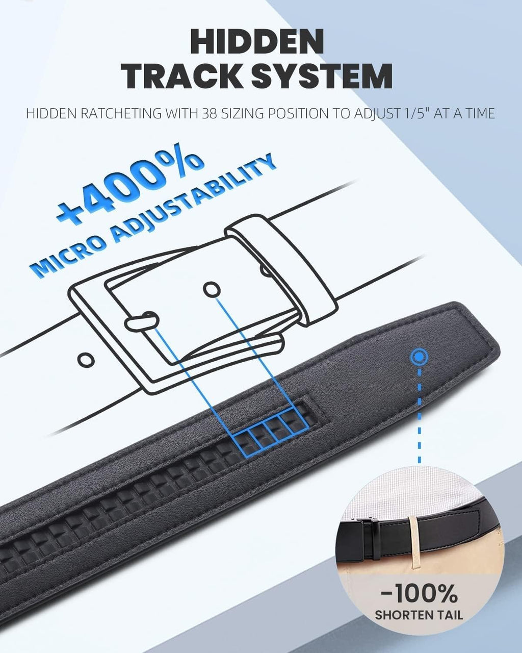 Genuine Leather Ratchet Belt for Men: Classic, Dress, Casual, Trim-to-Fit, Gift Box.