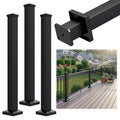 Egadis 3 Pack 3 in. x 3 in. x 39 in. Aluminum Railing Post, Porch and Deck Railing Post with Screws, Black Textured AAMA 2604 Powder-Coat Finish Stair Post for Decks, Porches & Balconies