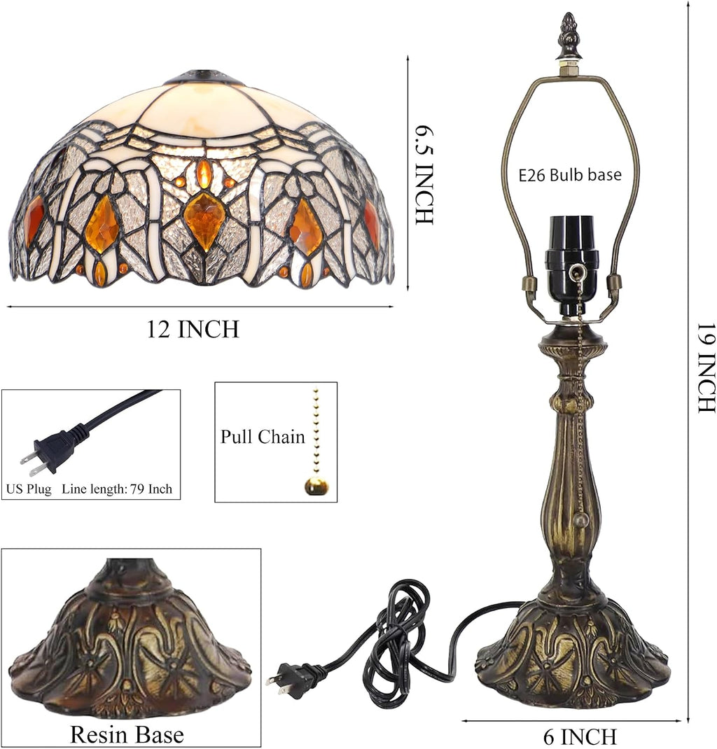 Tiffany Style Lamp Stained Glass Table Lamp Memory Sympathy Desk Reading Light 12X19 Inch (Crystal Style)