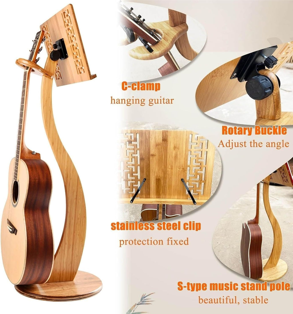 Sheet Music Stand Music Stand Book Stand Portable Wooden Music Stand Guitar Violin Music Stand 340° Flip Music Stand Holder