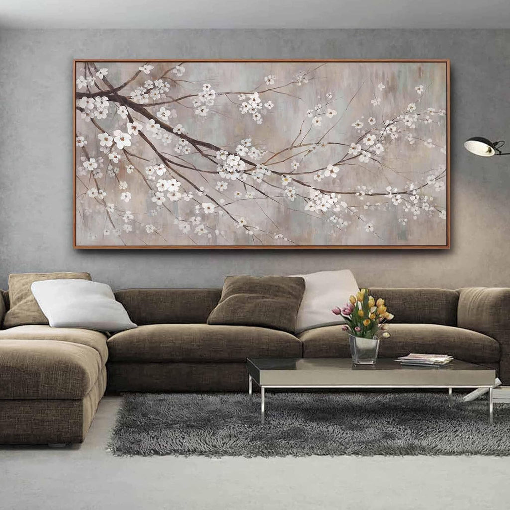 Floral Wall Art Framed Flowers Prints Poster Artwork Plum Blossom Pictures Extra Large Arts 36'x70' for Living Room