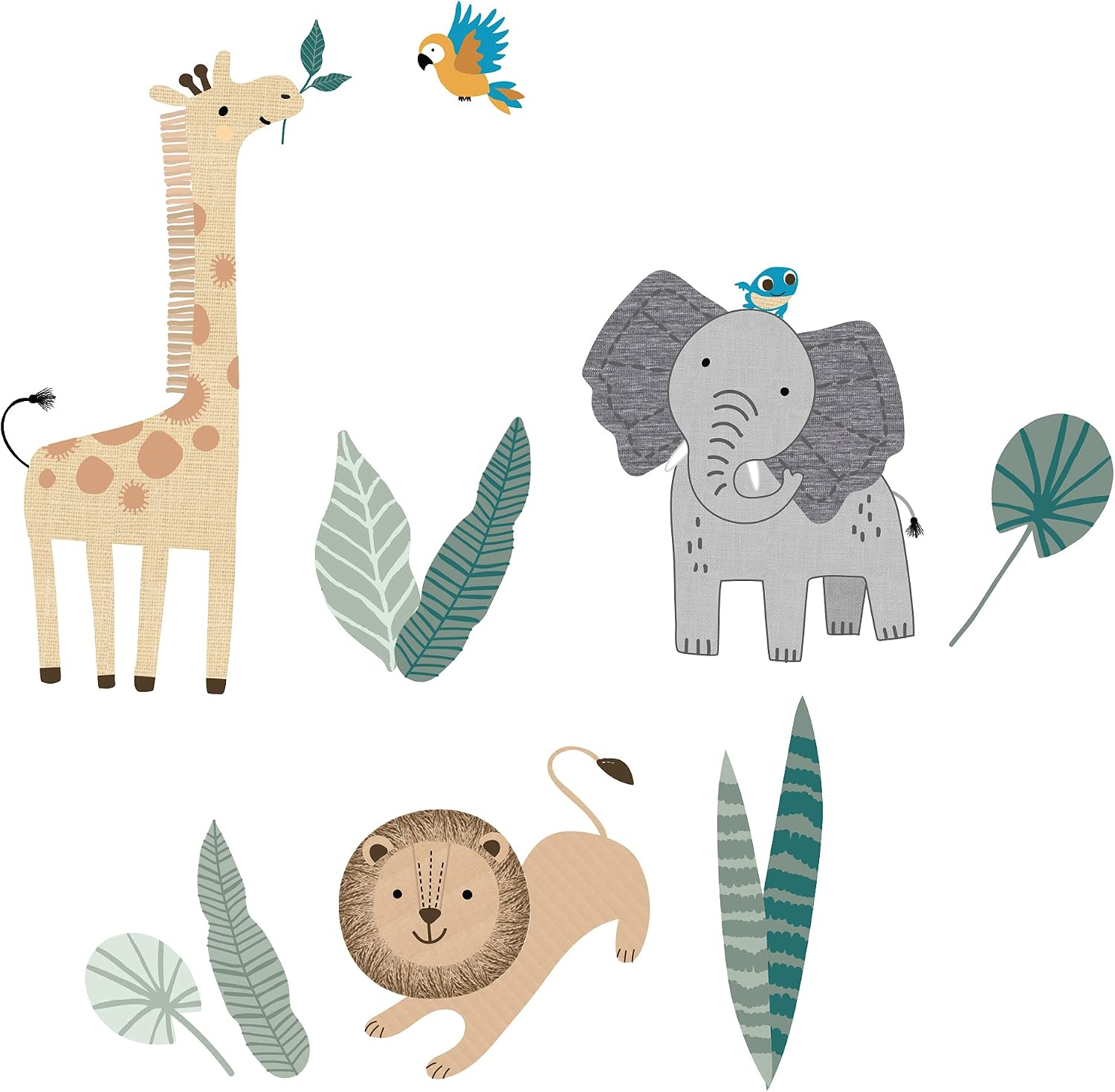 Lambs & Ivy Jungle Friends 5-Piece Safari Animals Nursery Baby Crib Bedding Set