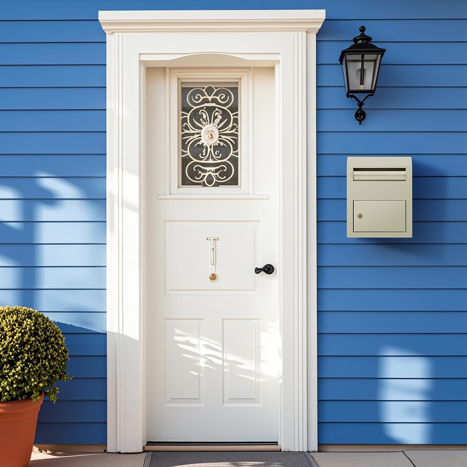Wall Mount Mailbox for Outside, Locking Key Lock Security Mailbox, 12 x 4.5 x 15 Inch Steel Metal Post Box, Key Drop Box for House Office, White
