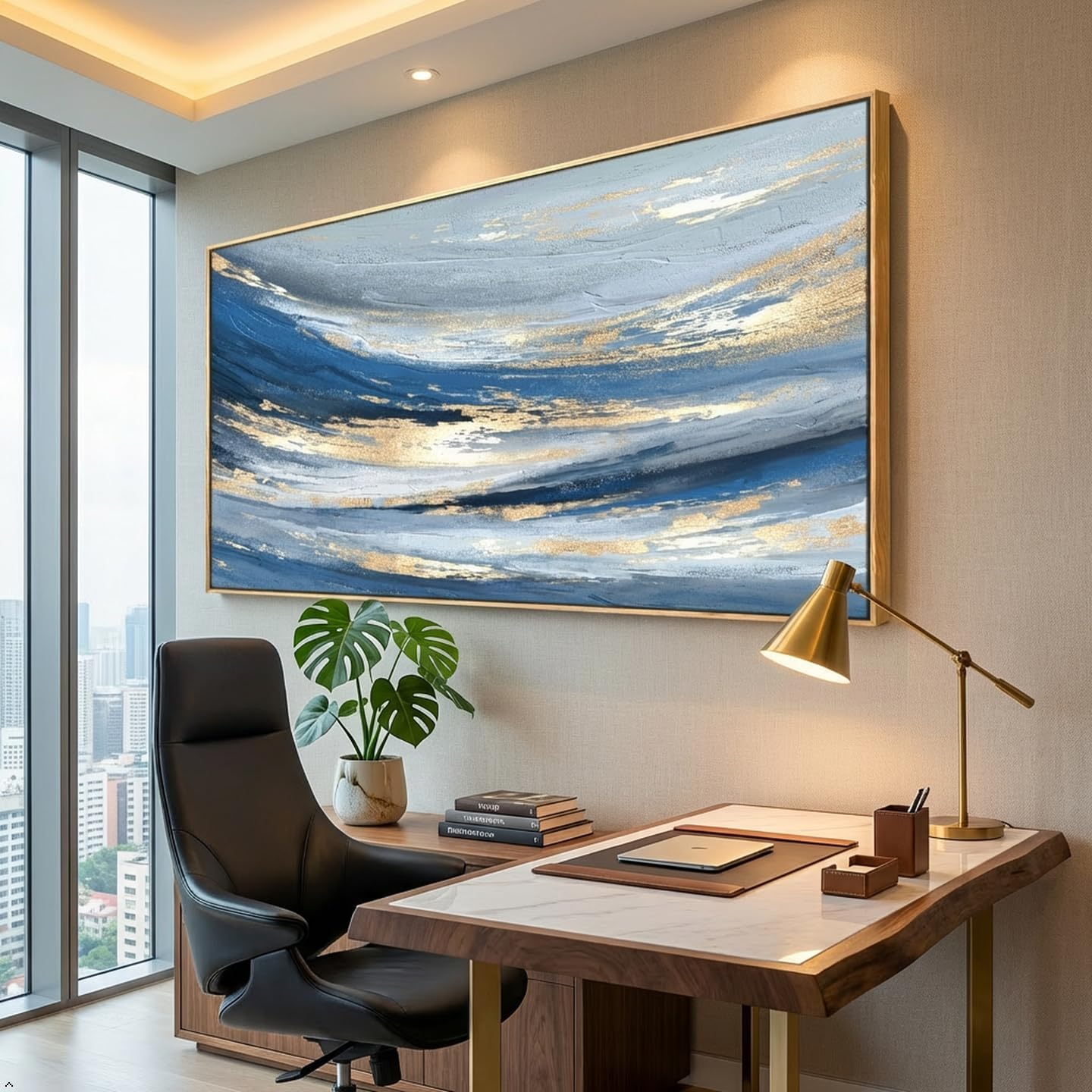 Abstract Wall Art Canvas Paintings Blue Fantasy Modern Large Framed Artwork Decor for Living Room Bedroom Office Painting Home Decor 20'x40'
