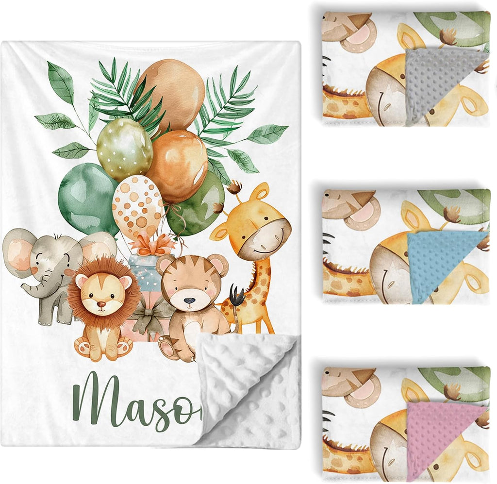 Custom Baby Crib Bedding Set, 5 PCS Personalized Name Baby Crib Sets for Girls Boys, Forest Animals Theme Nursery Bedding Sets for Infant Toddler, Double Layer Flannel Bed Set Customized Gifts