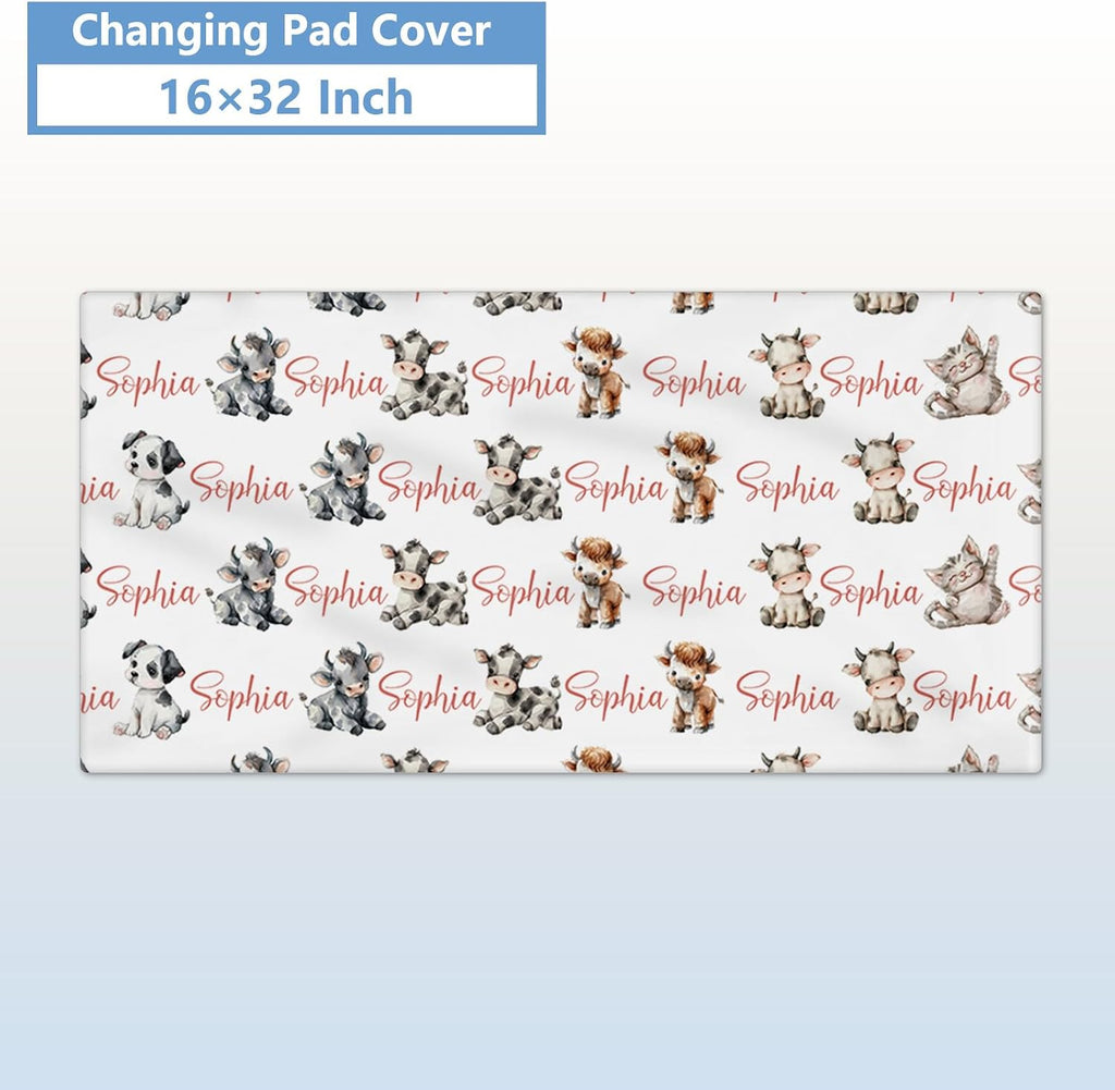 KAINSY Custom Crib Bedding Set 5 Piece for Girls Boys – Personalized Farm Animals Theme, Newborn Sleep Set, Nursery Decor, Toddler Room Essentials, Infant Sleep, Baby Room Accessories, Baby Gift