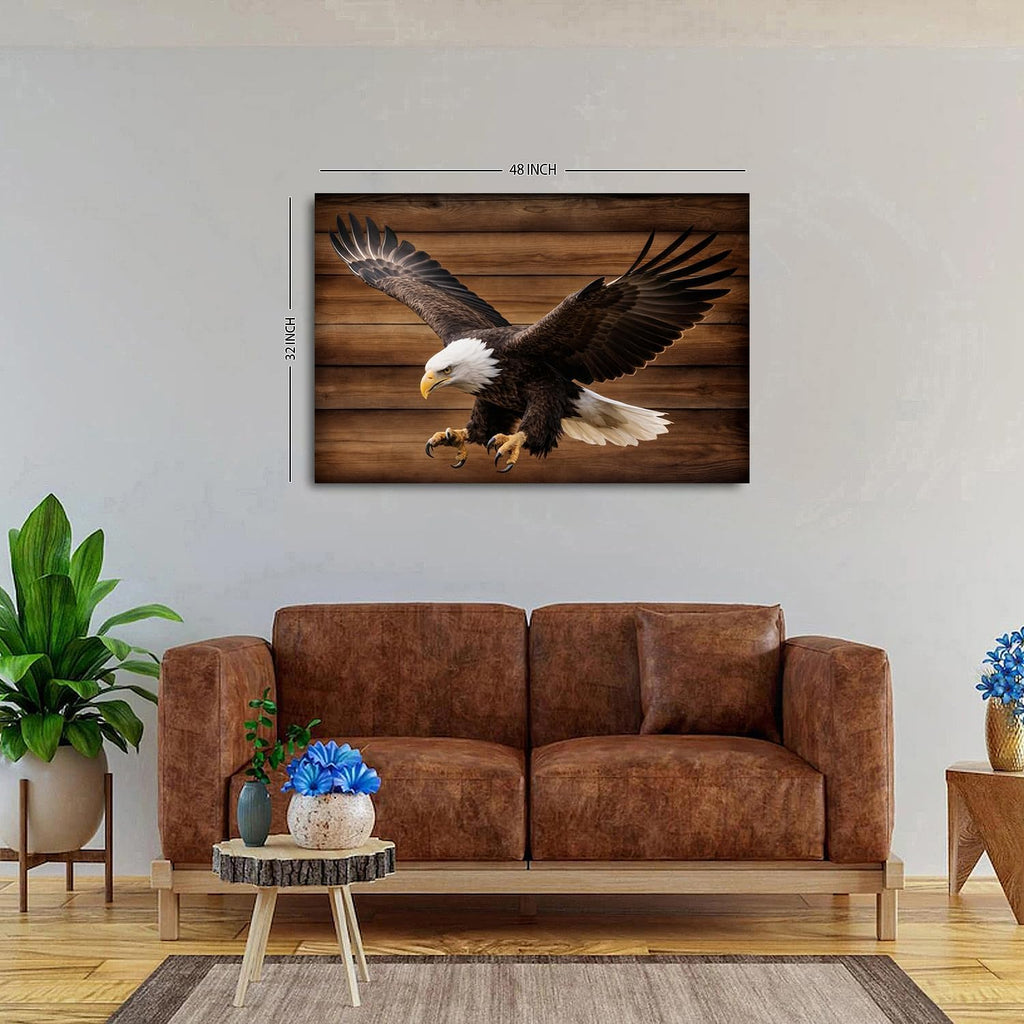 American Bald Eagle Wall Art Bird Pictures Canvas Wall Decor Rustic Farmhouse Wildlife Painting Cabin Lodge Decor Woodland Western Animal Artwork for Living Room Bedroom Office Home Decoration 32x48'