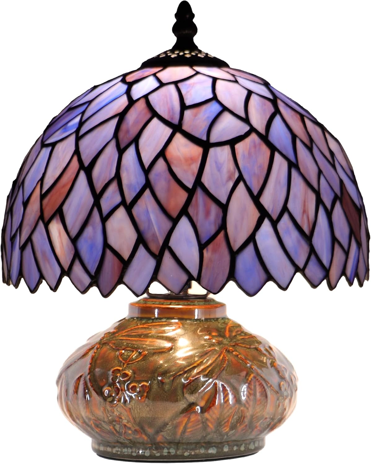Small Tiffany Table Lamp Mini Mushroom Stained Glass Lamp Memory Sympathy lamp 10X11 Inch (Wisteria Style)