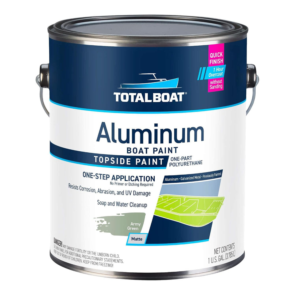 TotalBoat Aluminum Boat Paint | Durable, Fast-Drying Marine Paint for Canoes, Jon Boats, Dinghies, Pontoons, Hunting Blinds, and Trailers | Army Green, Gallon