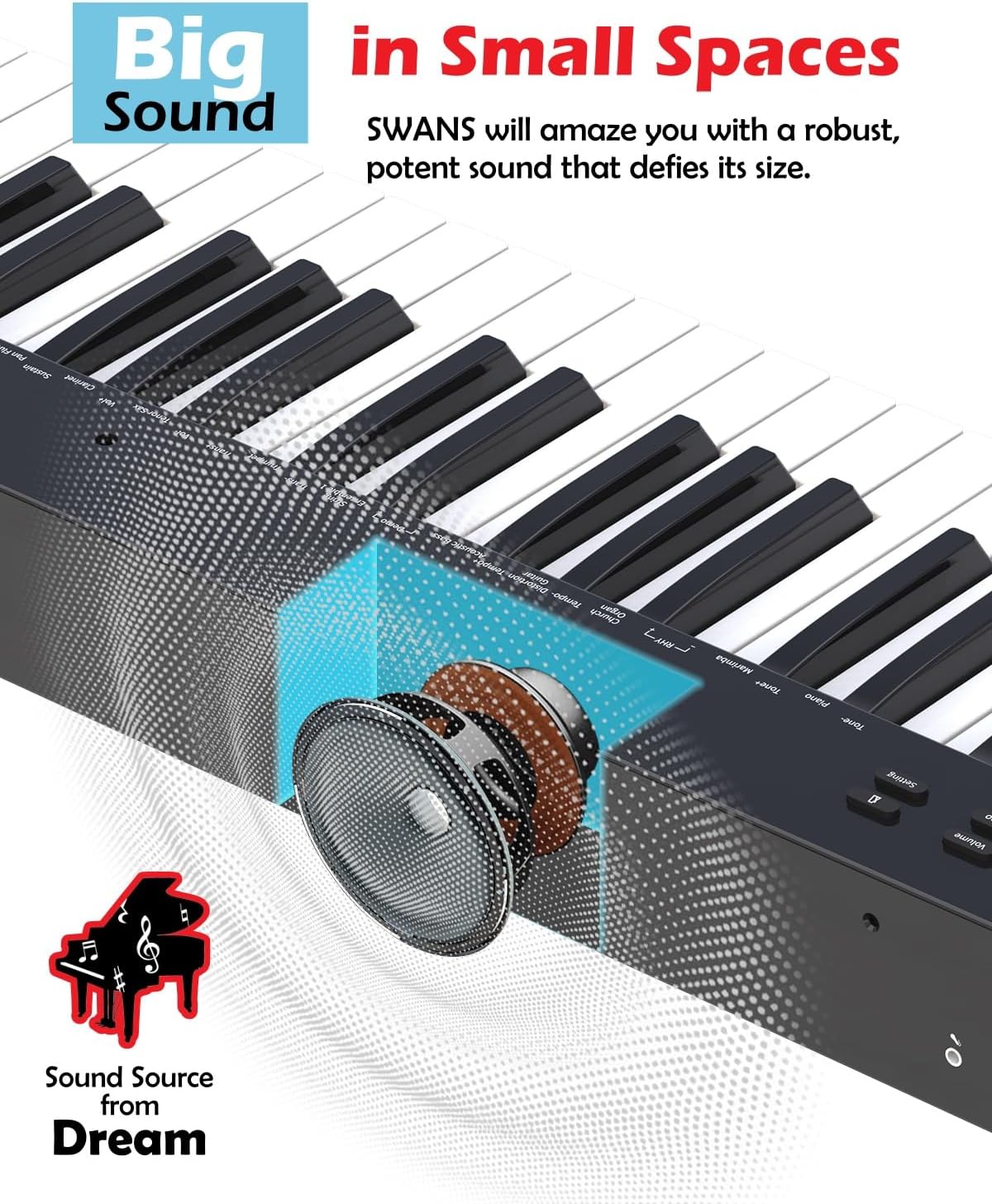 NikoMaku Semi-weighted 88 Keys Piano Keyboard Compact Portable Digital Piano Set for Beginners with Stand, Carrying Case, Sustain Pedal, Headphones, SWAN-S Black