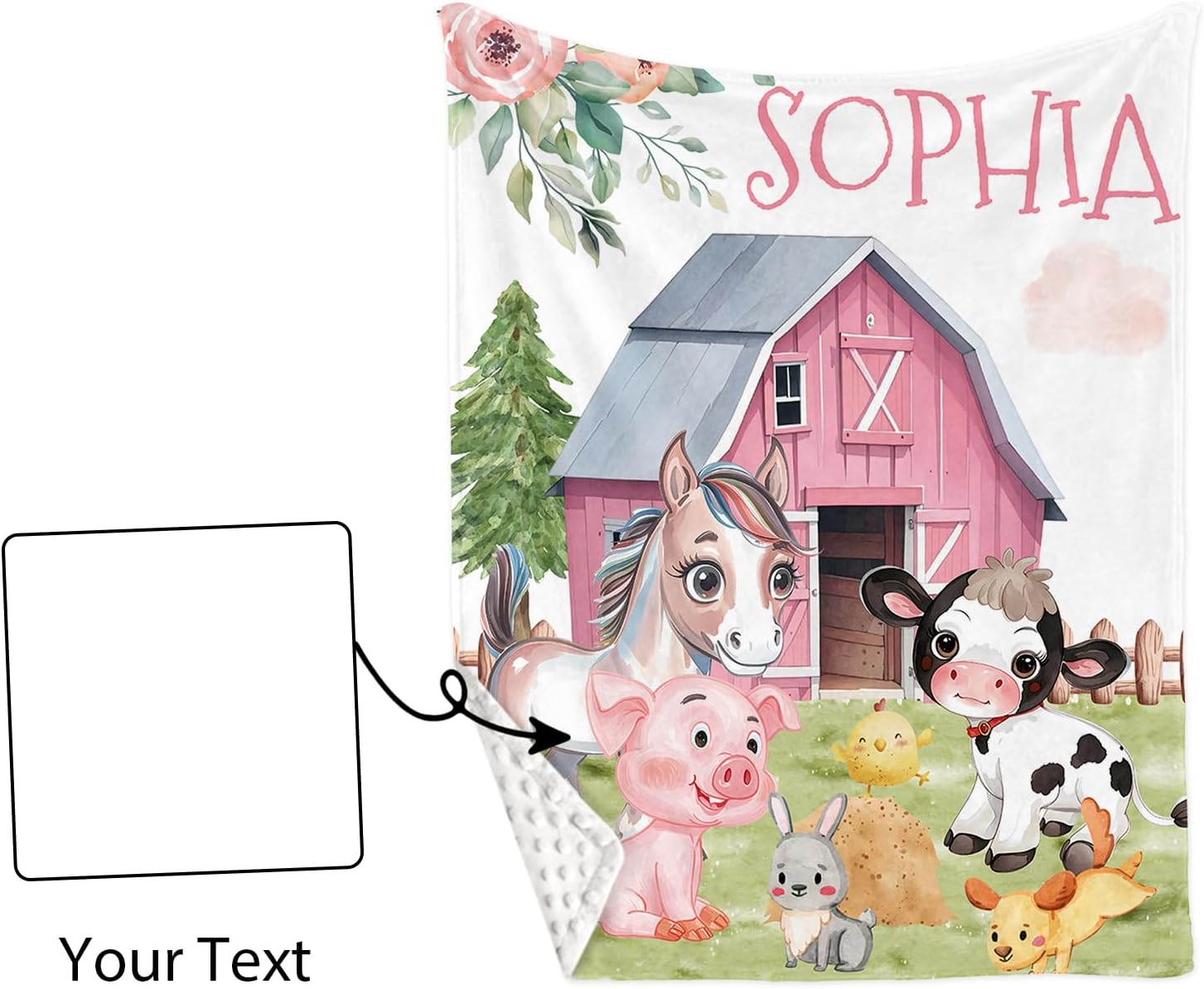 Personalized Nursery Crib Bedding Set: Custom Name 5 Piece Baby Crib Sets with Animal House Design - Toddler Double Layer Blanket Set, Comfortable Crib Bed Sheets for Baby Grils