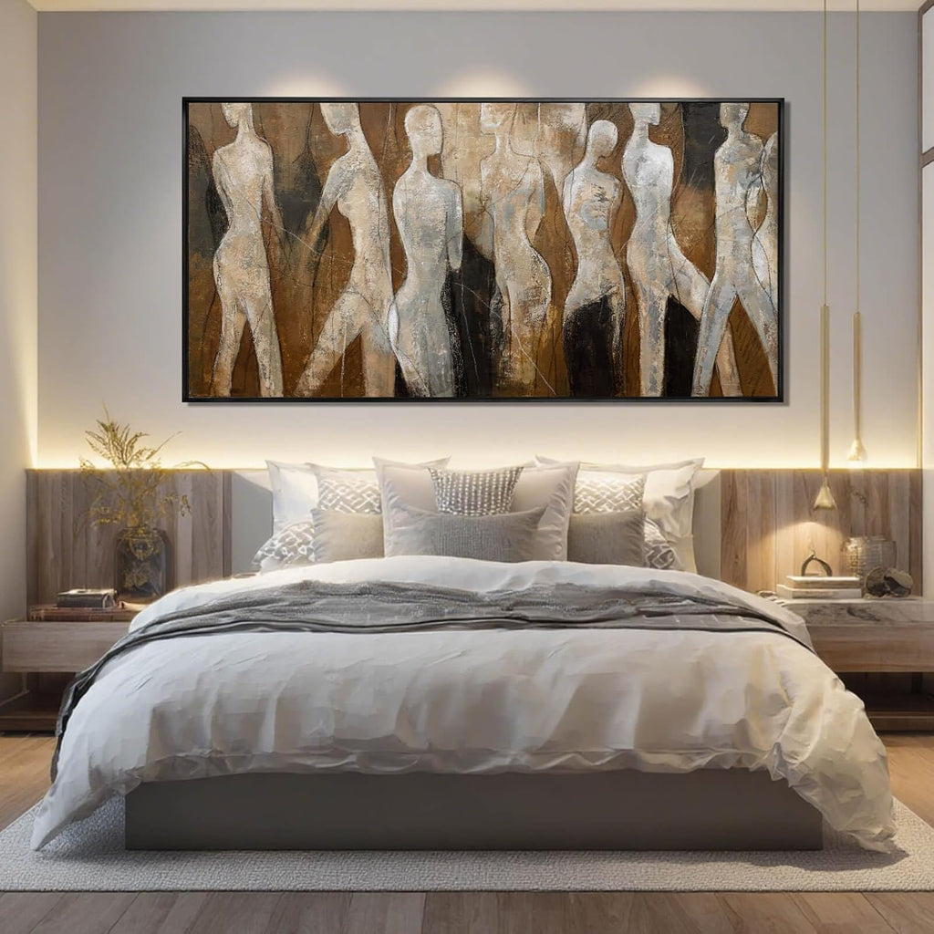 CHUDANHAO Black Line Wall Decor Brown Canvas Wall Art Figure Wall Decorations 29'x58' Large Pictures for Living Room Artwork for Office
