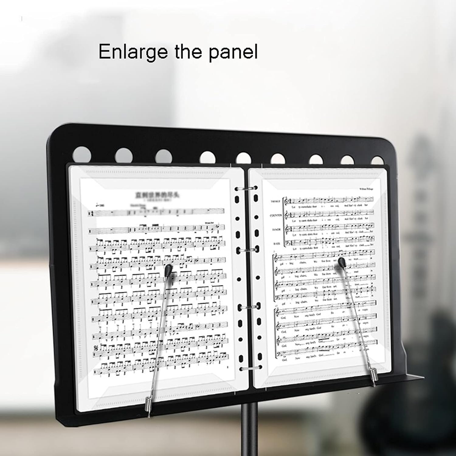 Music Stand Sheet Music Stand Folding Portable Adjustable Music Stand for Guitar Players Violin Players Metal Tripod Stand Music Clip Holder Book Stand (Color : Black)