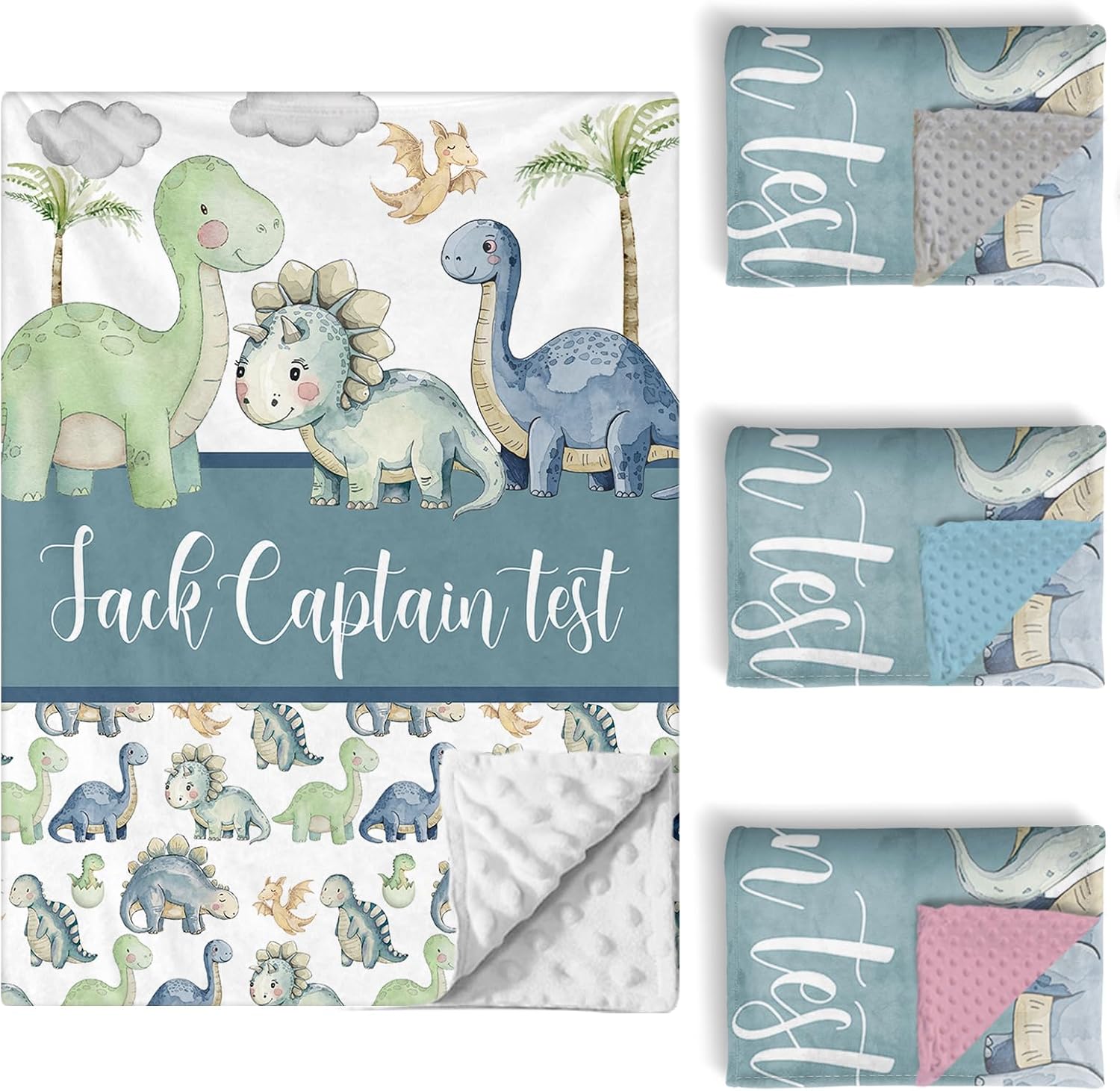 Personalized Baby Crib Bedding Set, 5 Pcs Custom Name Nursery Bedding Set for Girls Boys, Green Dinosaur Baby Crib Set for Toddlers Infants, Double Layer Bedding Crib Sets Customized Gifts