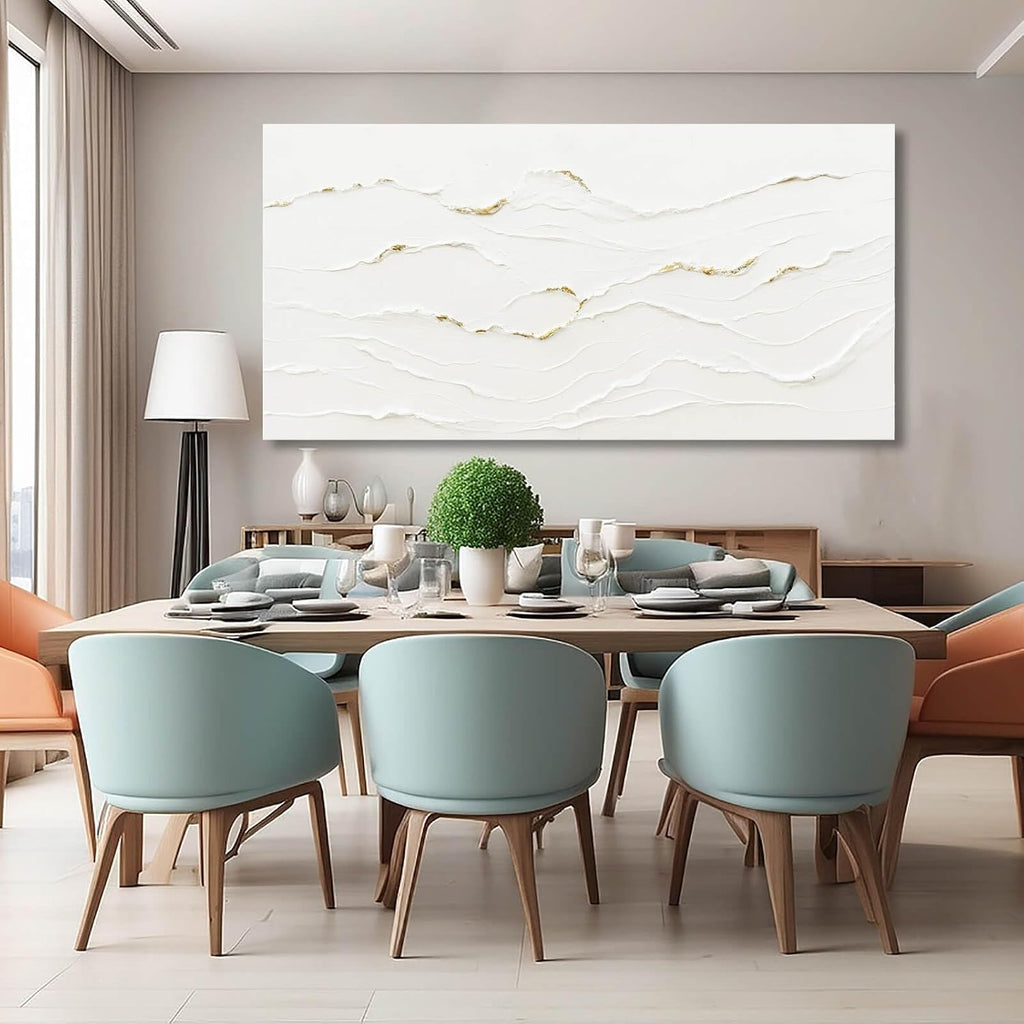 WINKAILIN White Painting Artwork Simple Decorative Pictures 29'x58' Abstract Wall Art for Living Room Modern Wall Hanging Decor for Kitchen