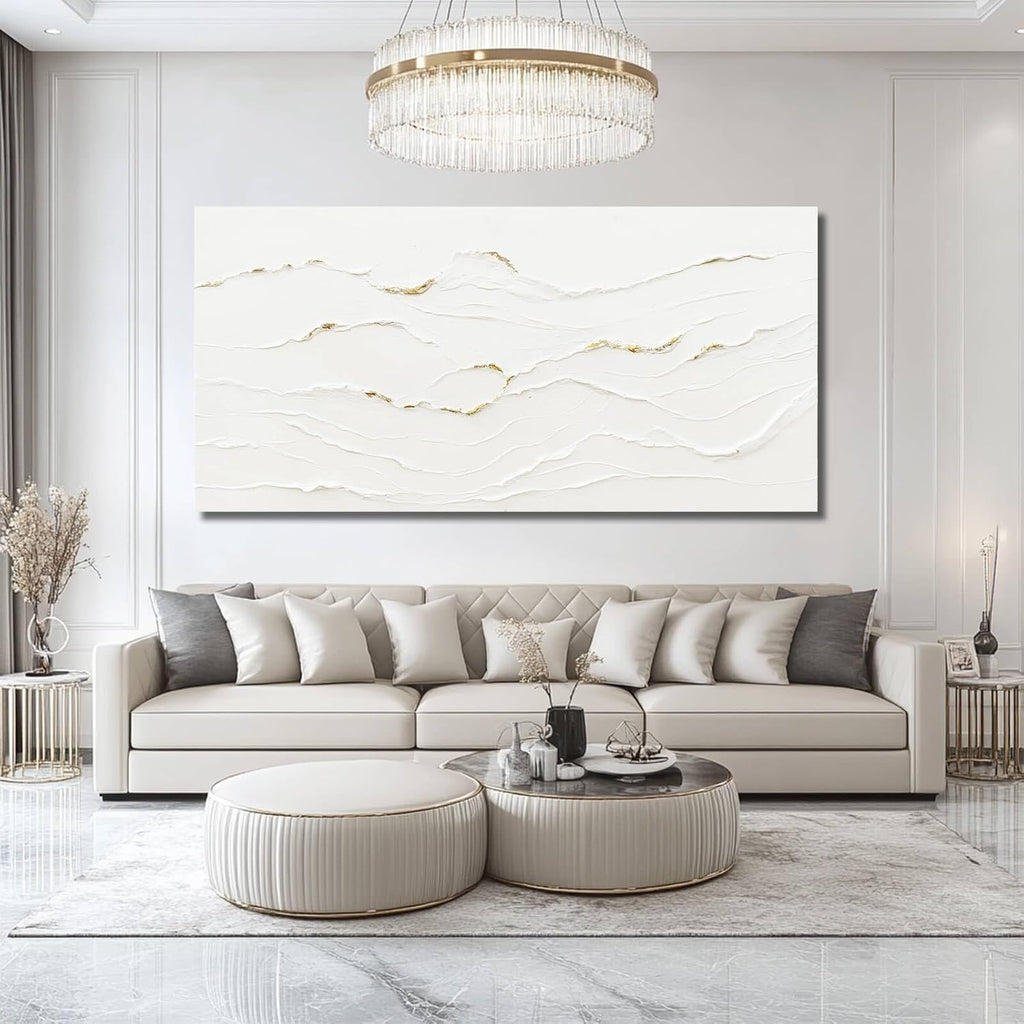 WINKAILIN White Painting Artwork Simple Decorative Pictures 29'x58' Abstract Wall Art for Living Room Modern Wall Hanging Decor for Kitchen