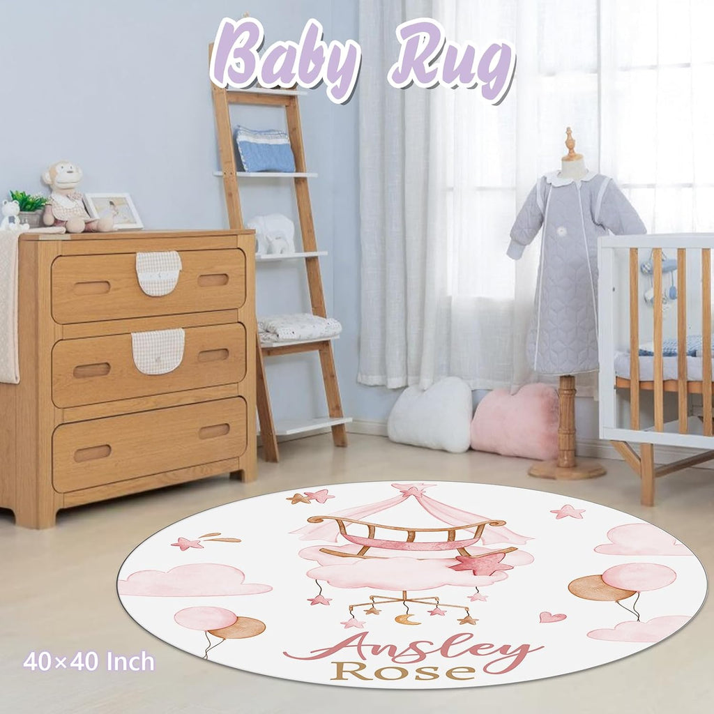 Custom Baby Crib Bedding Set, 5 PCS Personalized Name Baby Crib Sets for Girls Boys, Pink Bear Theme Nursery Bedding Sets for Infant Toddler, Double Layer Flannel Bed Set Customized Gifts