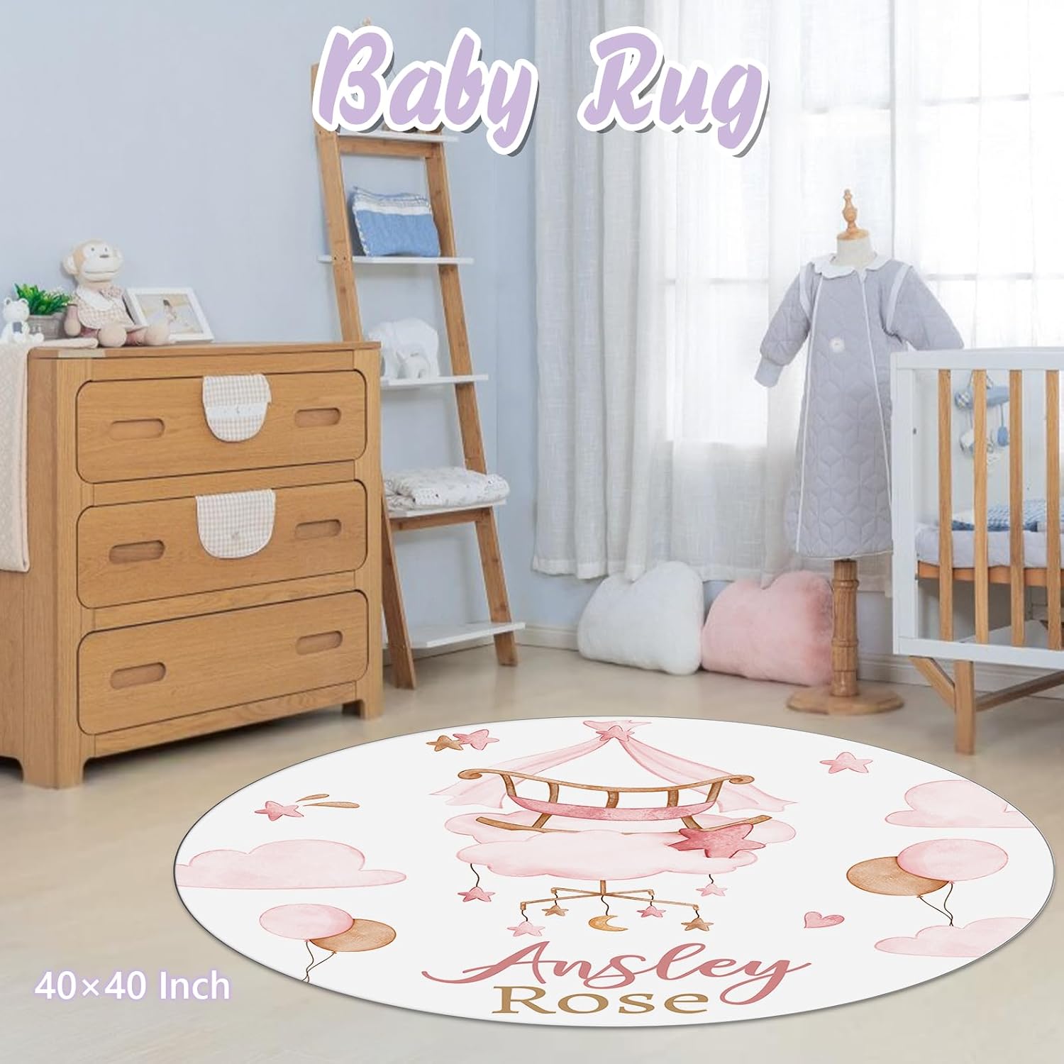 Custom Baby Crib Bedding Set, 5 PCS Personalized Name Baby Crib Sets for Girls Boys, Pink Bear Theme Nursery Bedding Sets for Infant Toddler, Double Layer Flannel Bed Set Customized Gifts