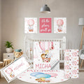 Terwex Personalized Baby Bedding Set, 5 Pcs Custom Infants Bedding Set with Infant Name, Double Layer Crib Set for Boys Girls, Customized Gifts for Nursery Toddlers Baby Shower, Hot Air Balloon Animal