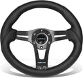 NRG Innovations NRG-RST-002RCF Reinforced Steering Wheel 320mm Sport Lightweight Steering Wheel with Carbon Center Spoke, Black Leather and Rivets