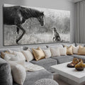 Artexist Horse Canvas Wall Decor Grey Wall Picture Modern Wall Hangings Decor 29'x58' Canvas Wall Art for Bedroom Kitchen Artwork
