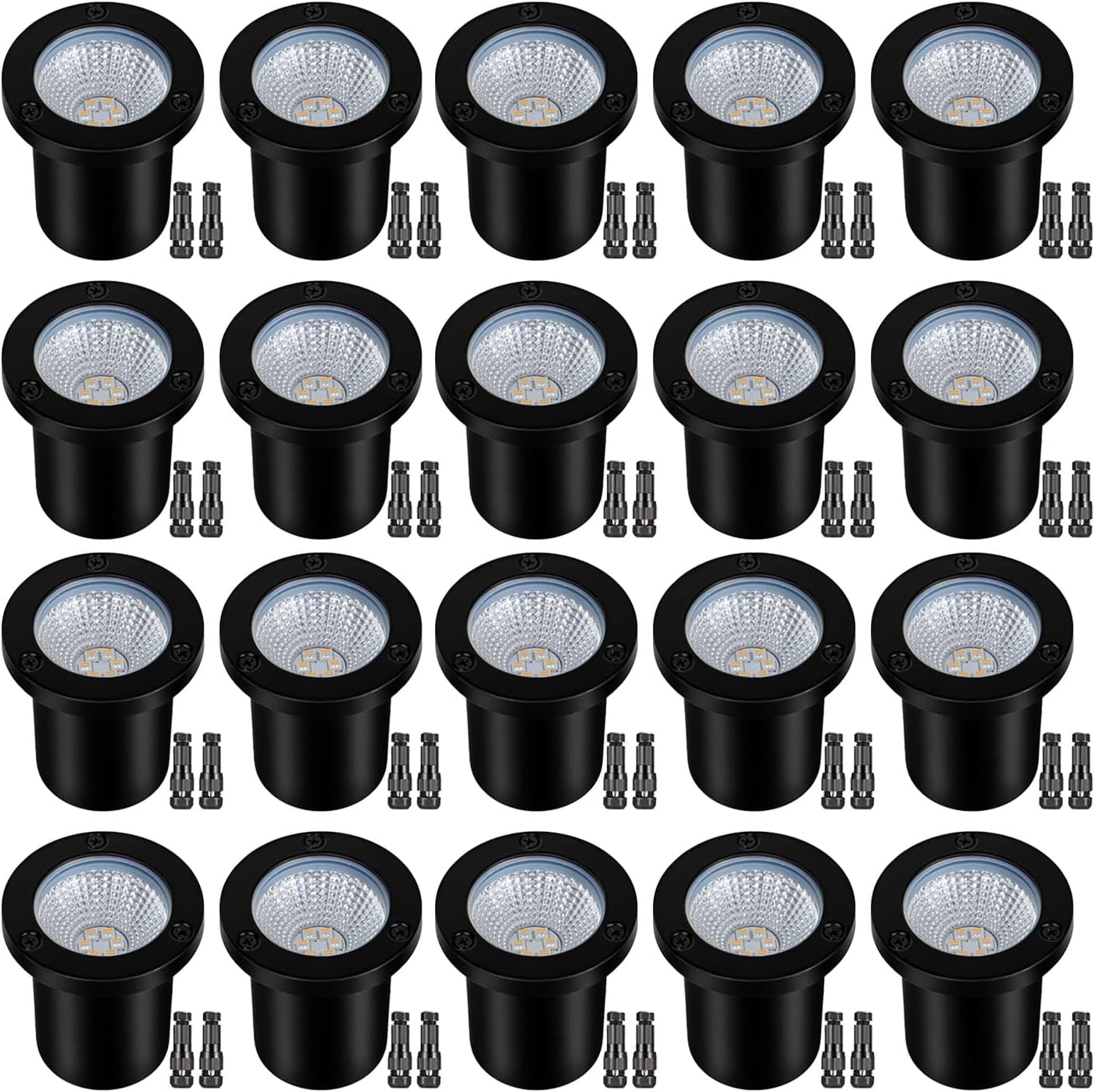 Low Voltage Landscape Lights Well Lights Landscape LED in Ground Light IP67 Waterproof Outdoor Landscape Lighting with Connectors for Pathway Garden Yard Fence Deck (Cool White 5000K)
