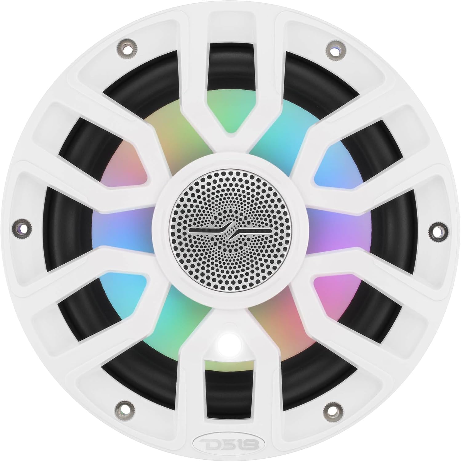 DS18 NXL-IQ7.7/WH 7.7' Marine Coaxial Speakers with Digital LED Lights and Deck Light, Bullet Tweeter, 175W RMS, IP65 Waterproof, High Sensitivity 96dB, Marine Audio for Boats & Powersports - Pair