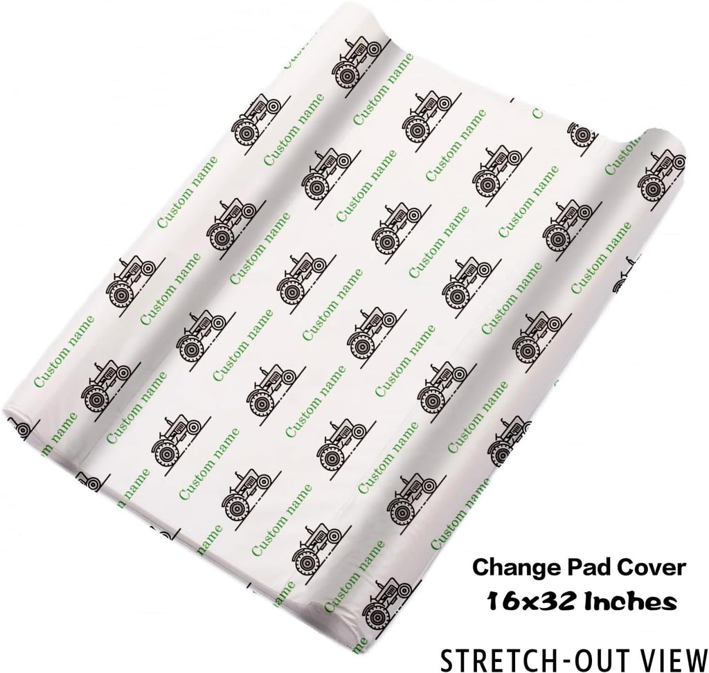 Personalized Crib Bedding Set for Baby Boys, Farm Truck Pattern Custom Name Baby Crib Sets 5-Pcs, Double Layer Baby Blanket Fitted Sheet Changing Pad Cover Rug Wall Art Set