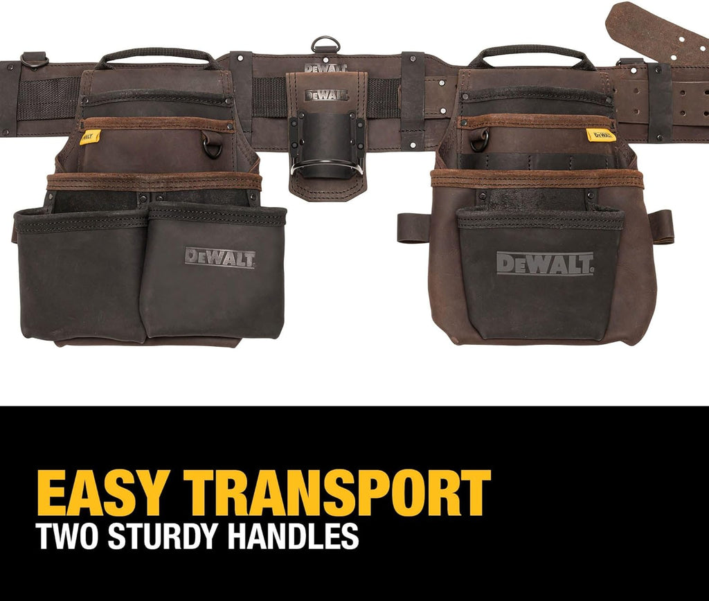DEWALT Leather Tool Belt Organizer with 18 Pockets, Heavy Duty Construction (DWST550113)