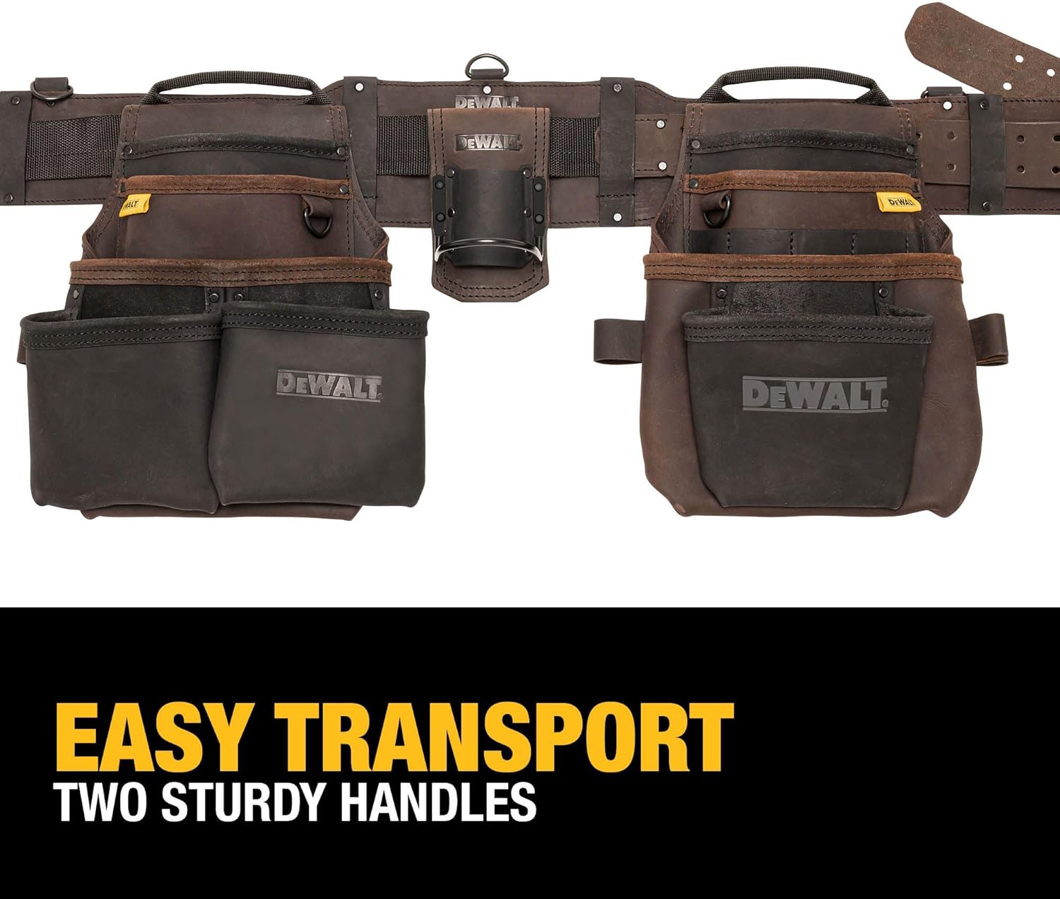 DEWALT Leather Tool Belt Organizer with 18 Pockets, Heavy Duty Construction (DWST550113)