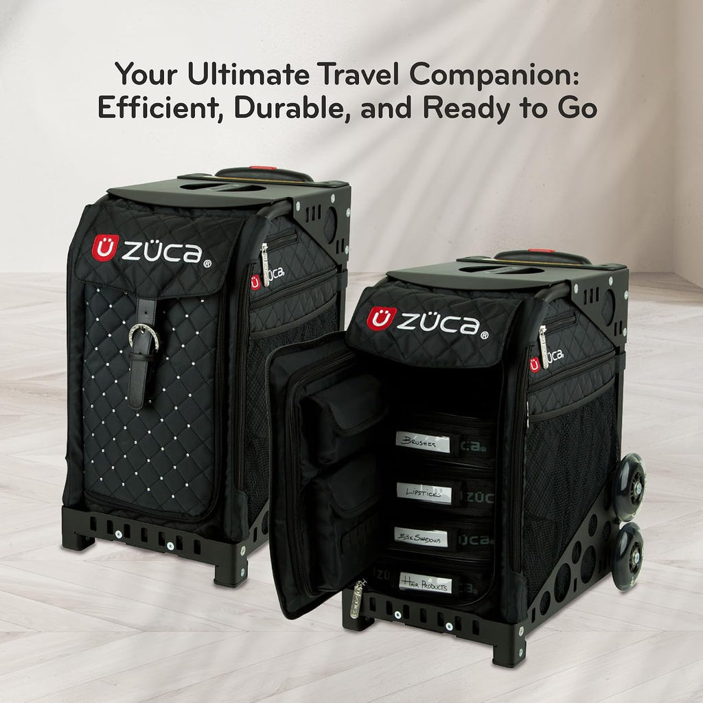 ZUCA Travel Cases for Artists & Professionals - Makeup Case with 4 Vinyl Utility Pouches, Travel Cover, 41' Telescoping Handle, Rolling Wheels & Sturdy Aluminum Frame for Makeup Artists and Creatives