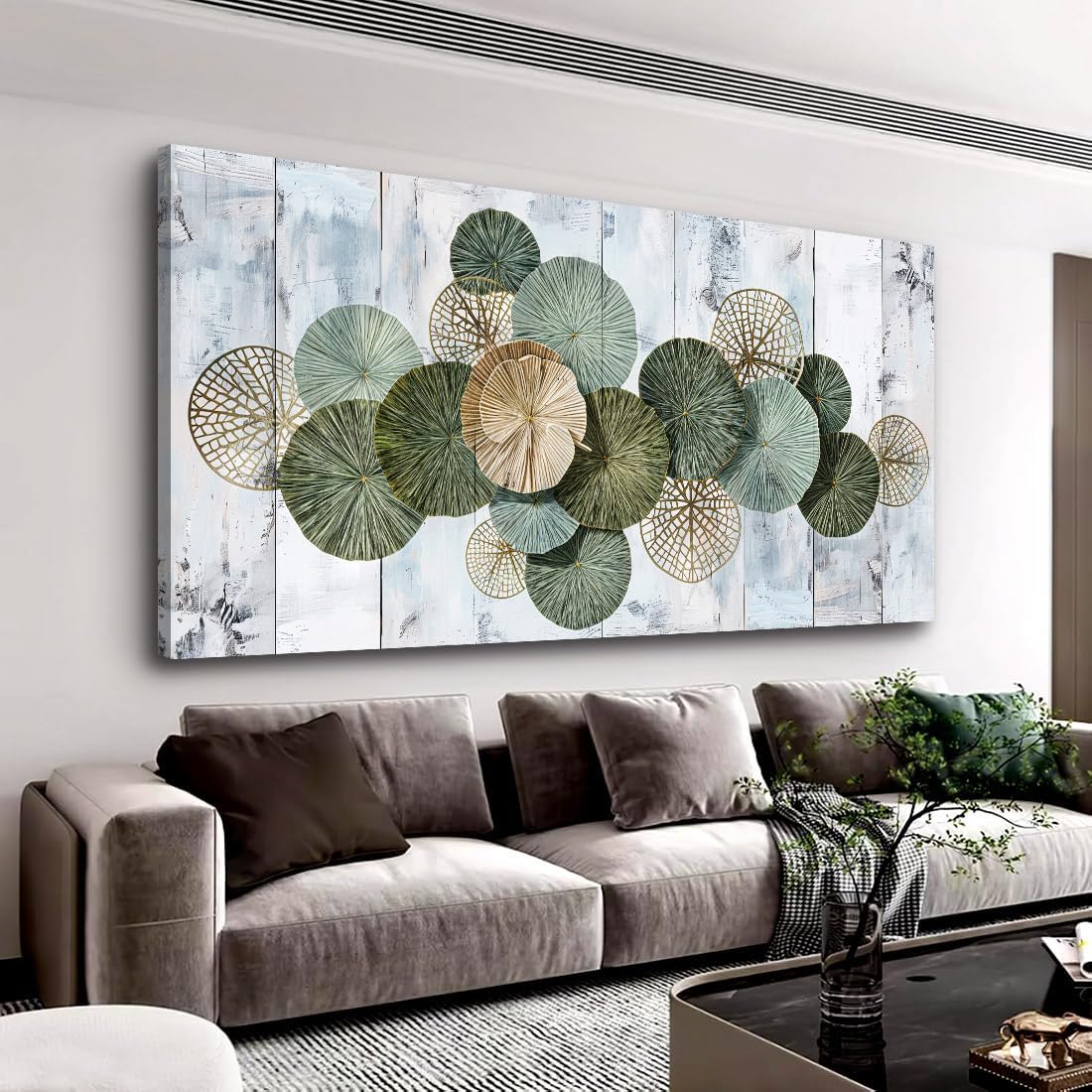 Wall Art Simple Wall Decor Green Canvas Painting Abstract Wall Art for Bedroom Living Room Dining Room Home Office Decor 79'x40' with Framed