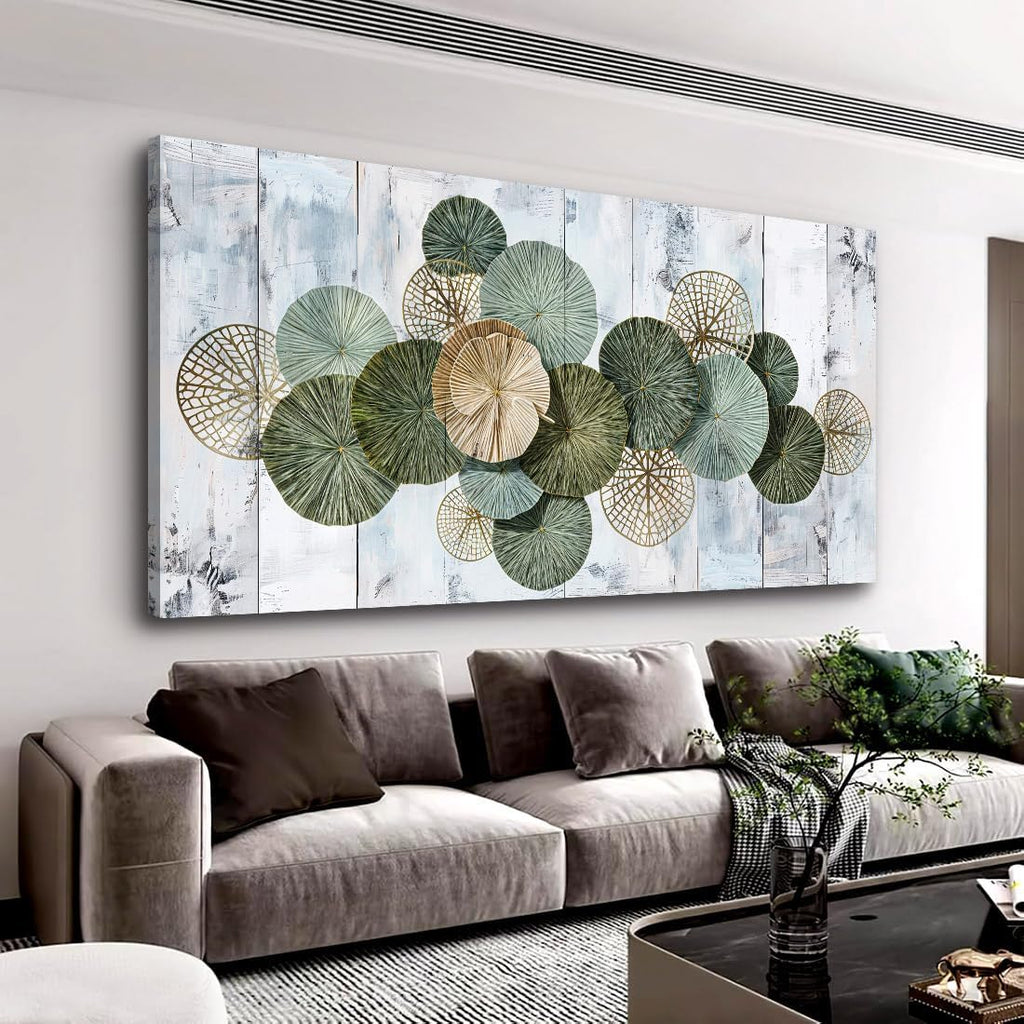 Wall Art Simple Wall Decor Green Canvas Painting Abstract Wall Art for Bedroom Living Room Dining Room Home Office Decor 71'x36' with Framed