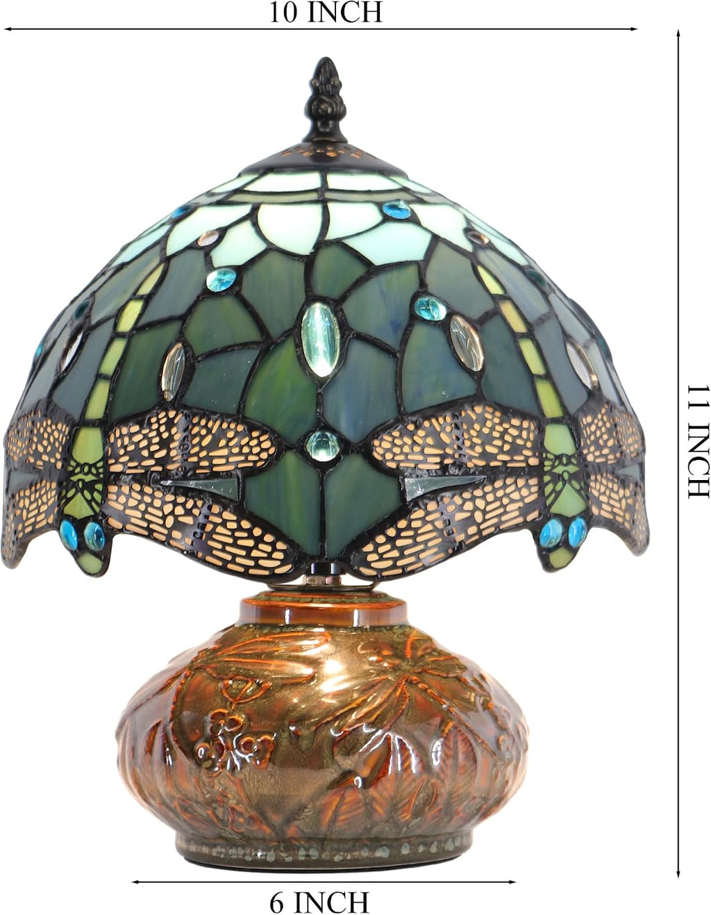 Small Tiffany Table Lamp Mini Mushroom Stained Glass Lamp Memory Sympathy lamp 10X11 Inch (Sea Blue Dragonfly)