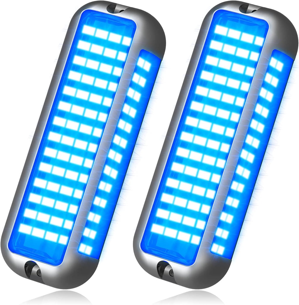 BASIKER BS4 Marine LED Underwater Boat Lights (2 x 3000LM 84LED 180° Blue) 10V-30V 316 Stainless Upgrade IP68 Waterproof, Surface Mount for Cruise Ship Yacht Boat Sailboat Pontoon Transom Deck Light