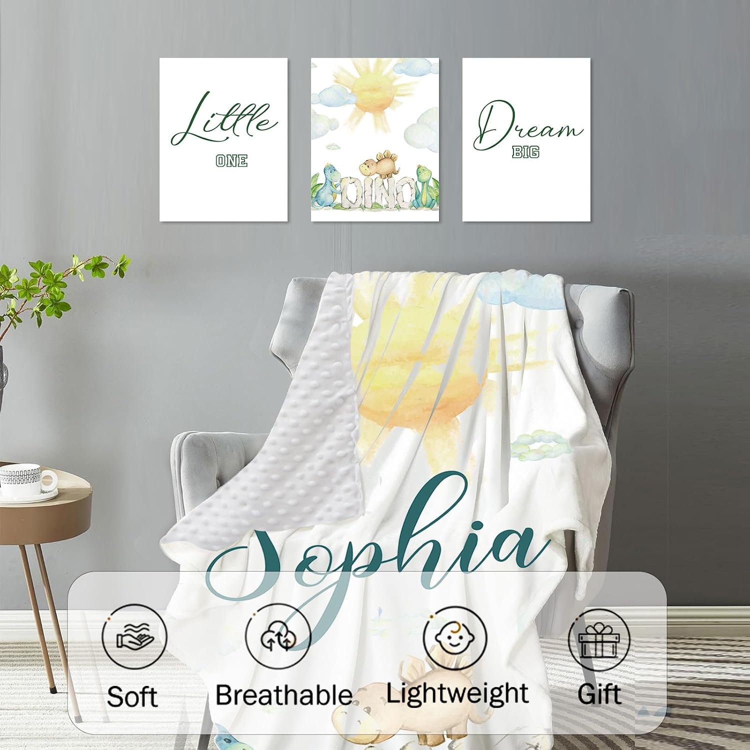 TOOTANN Custom Baby Crib Bedding Set, 5 Pcs Personalized Name Baby Crib Sheets for Kid Toddler Infant, Cartoon Dinosaurs Nursery Bedding Set