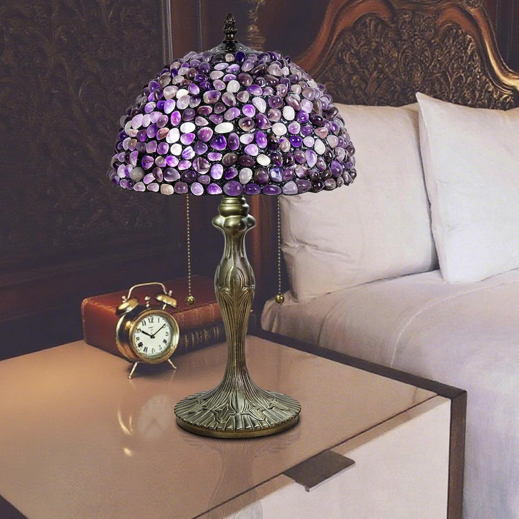 Tiffany lamp Agate Amber Stained Glass Table Lamp 12In Antique Vintage Tiffany Style Lamp for Bedroom Living Room Office,Luxury Bedside Night Light