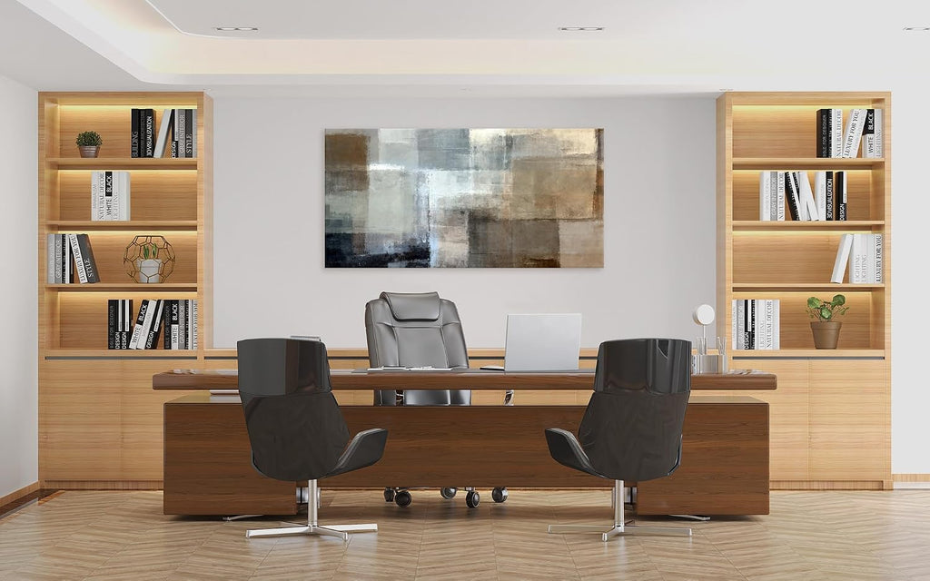 Baisuart A61298 Canvas Prints Abstract Wall Art Print Paintings Grey and Brown Stretched Canvas Wooden Framed for Living Room Bedroom and Office Home Decor Artwork