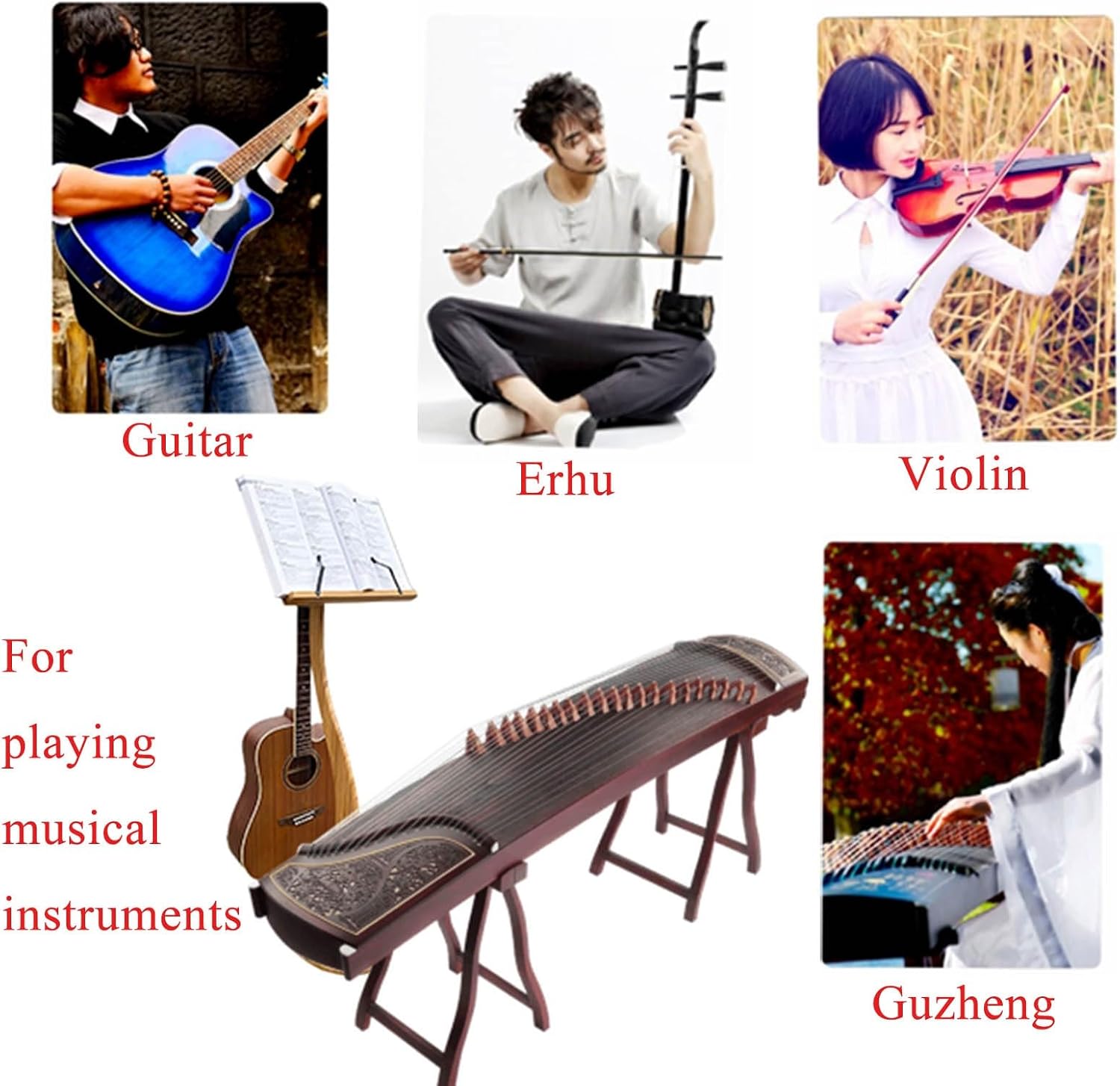 WORDFUN Bamboo Sheet Music Stand, Violin Music Stand, 340° Flip Design, Detachable, Professional Music Book Holder, Stability, for Performence, Guitar, Ukulele, Violin Players