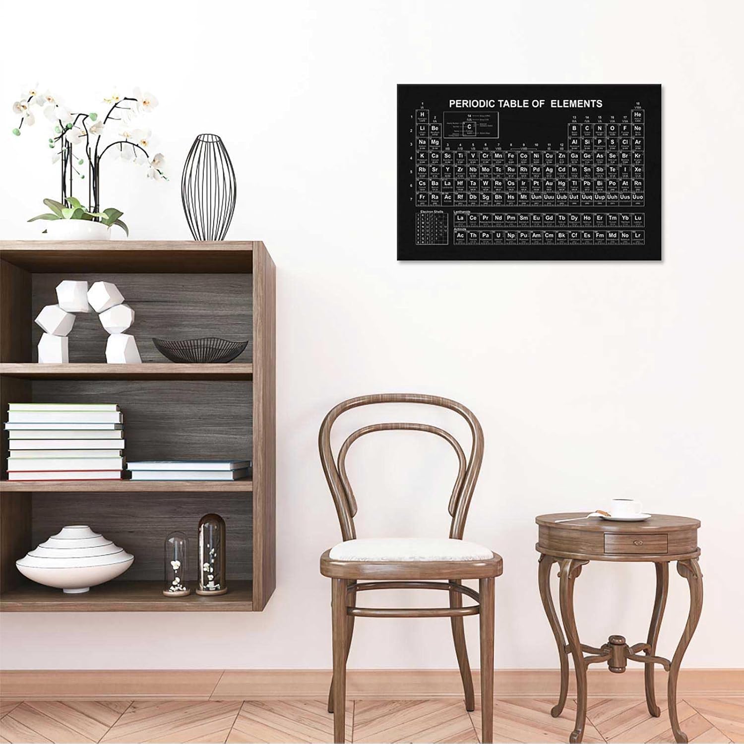 Vintage Periodic Table Poster Periodic Canvas Wall Art Science & Chemistry Classroom Chart Prints Painting For Home Bedroom Classroom Wall Decor 24x36in Framed