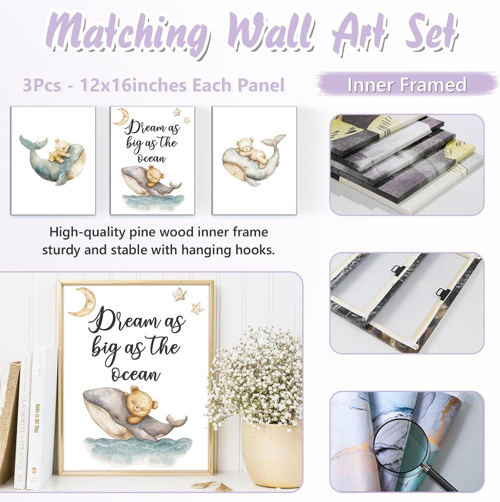 Custom Baby Crib Bedding Set, 5 PCS Personalized Name Baby Crib Sets for Girls Boys, Sleeping Bear Theme Nursery Bedding Sets for Infant Toddler, Double Layer Flannel Bed Set Customized Gifts