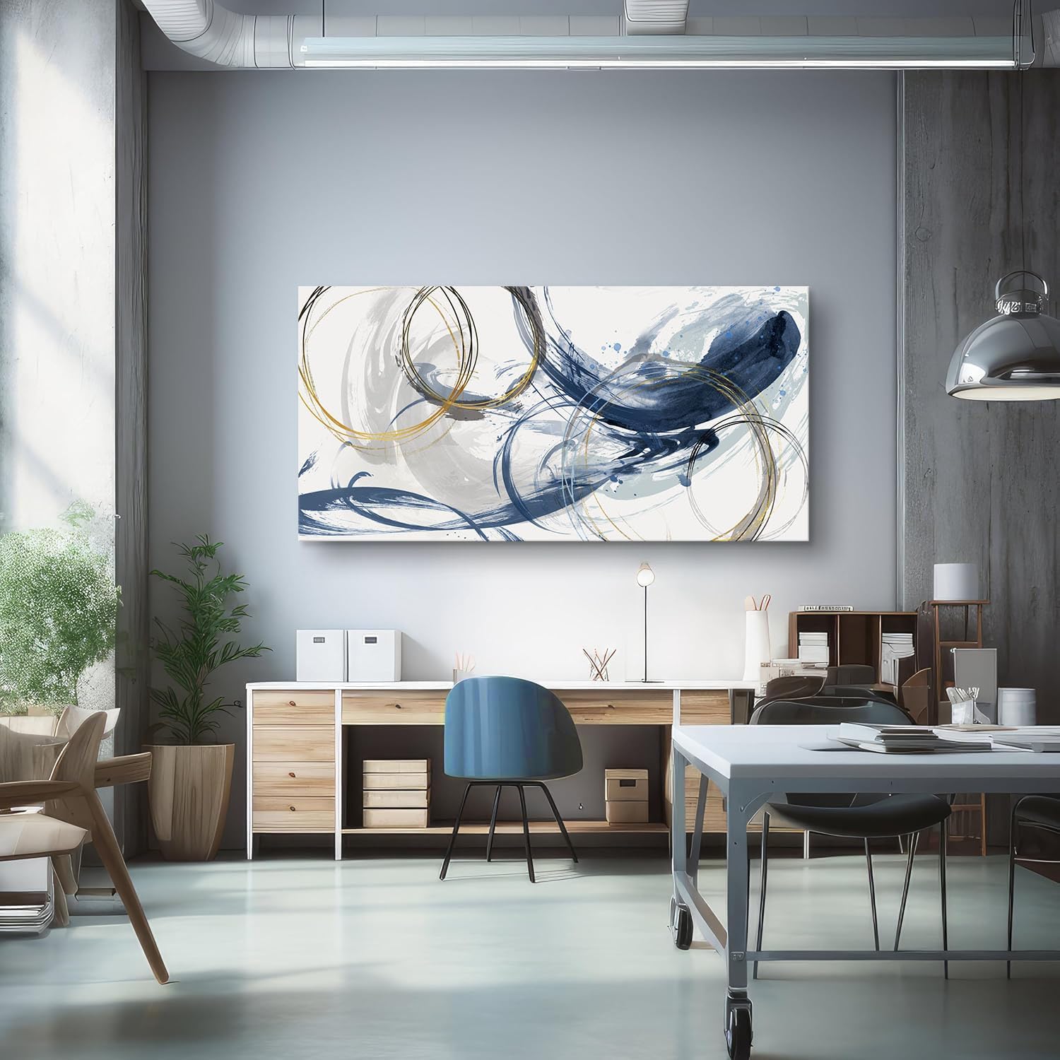 Sxurmtiie lagre Canvas Wall Art Abstract Art Paintings Blue Fantasy Colorful Graffiti on White Background 30inch x60inch Modern Artwork wall Decor for Living Room Bedroom Kitchen
