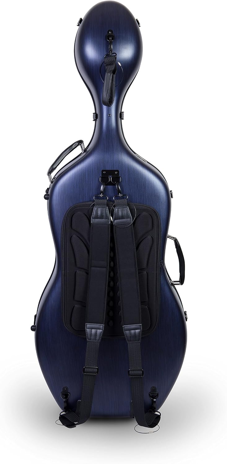 Crossrock Poly Carbon 4/4 Cello Case | Matte Black with Wheels & Music Pouch – Lightweight Hard Shell for Daily Commute & Student Orchestra