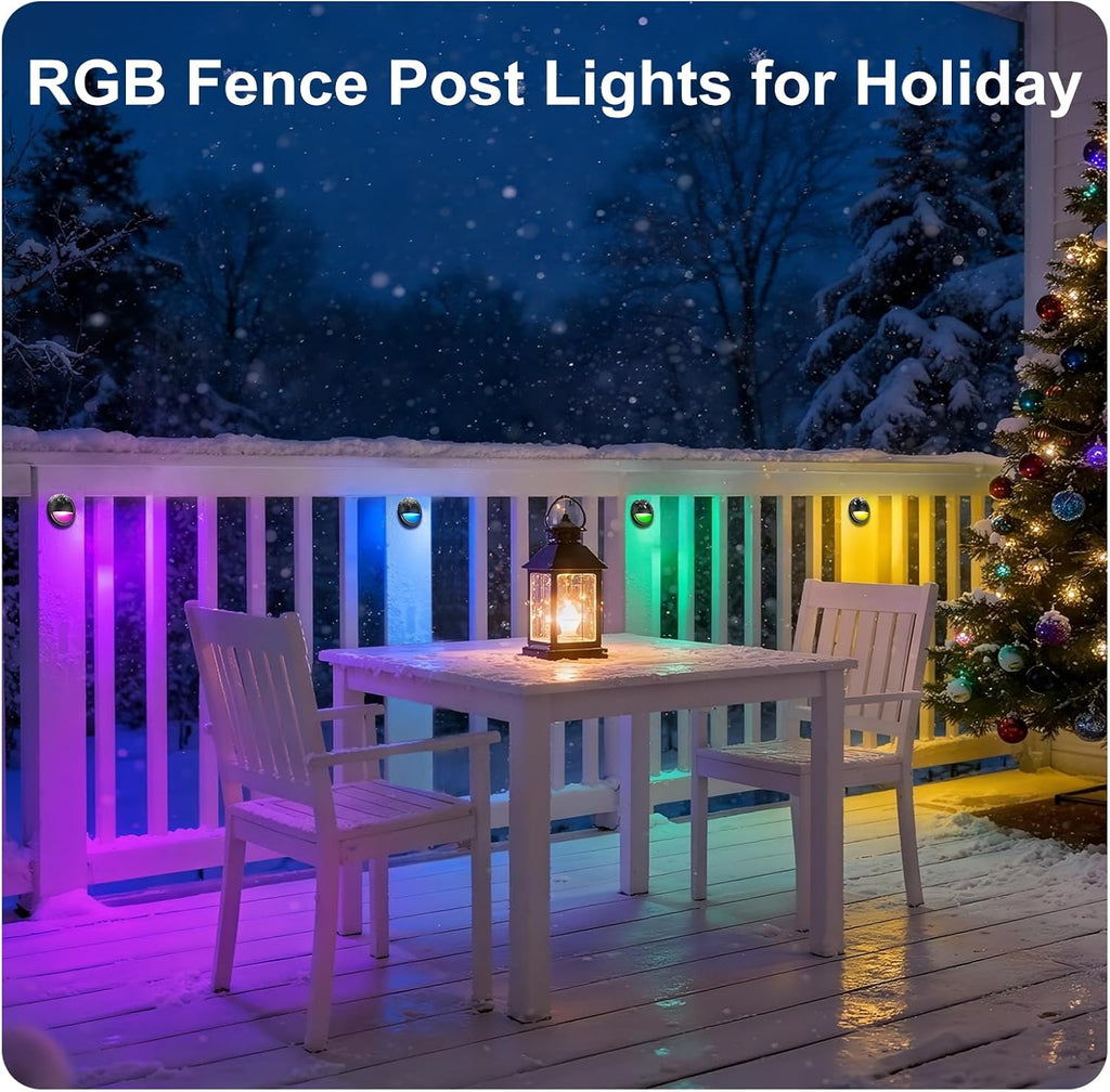 Outdoor RGB Fence Lights Wired, 3W 12V Wired LED RGB Color Changing Low Voltage Fence Lights for Outdoor Deck Post Stair Step Railing, IP65 Waterproof, ETL, Black, 12PK