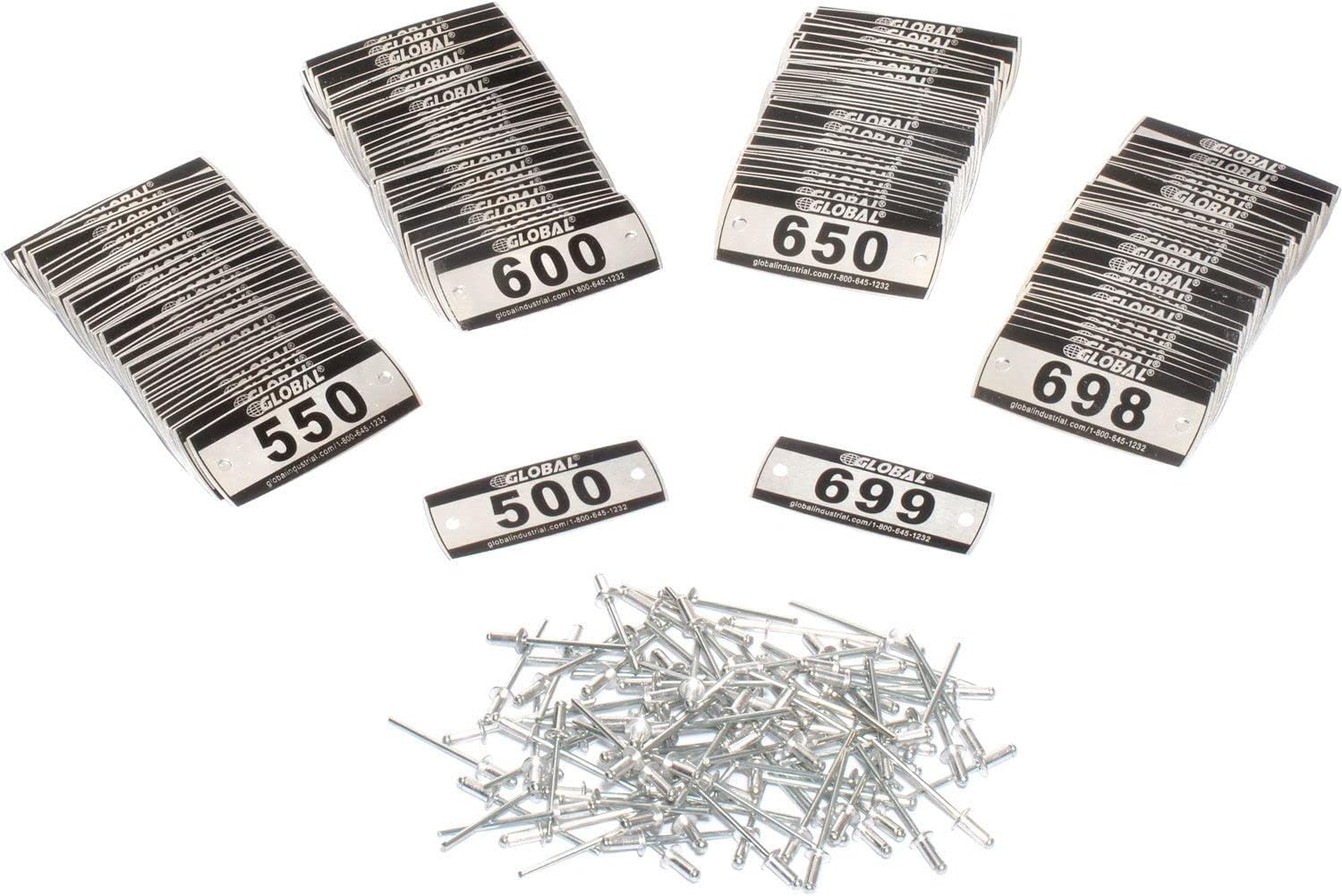 Global Industrial Locker Number Plate Kit, Numbered 500-699, 200/Pack