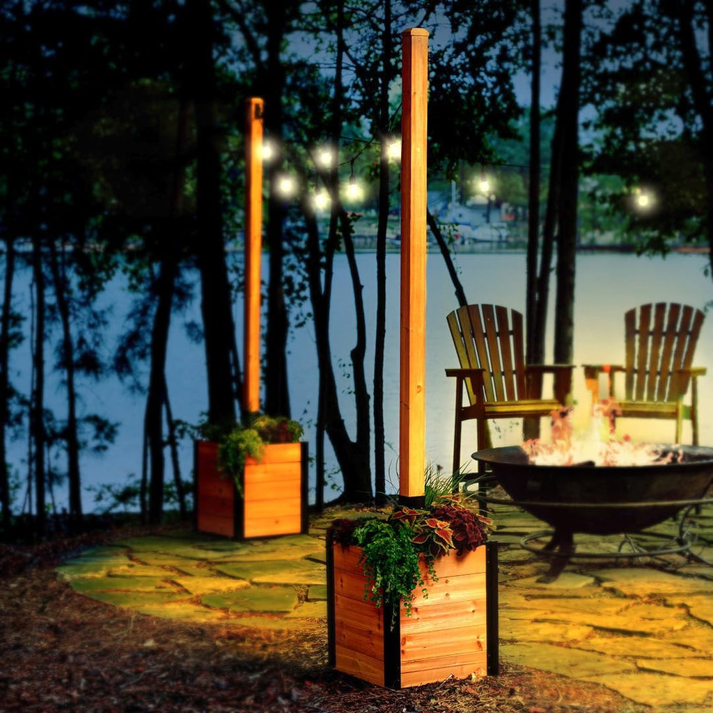 8.5ft H (1 Post w/Planter Box) Freestanding Zippity Concord String Light Post for Outdoor Hanging Lights, Outdoor Lamp Poles for Balcony Illumination, Patio Decor for String Glow, ZP19081