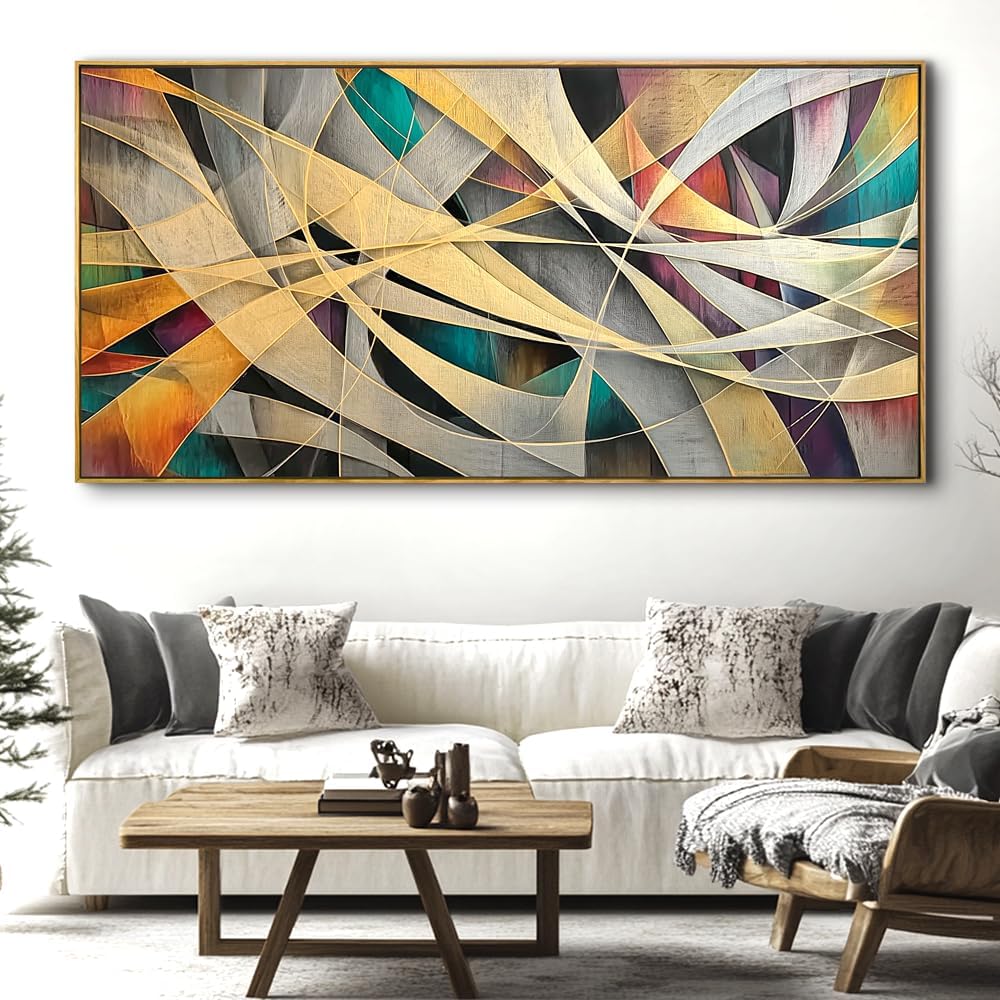 Wall Art - Framed Modern Abstract Canvas Painting for Living Room, Bedroom Home Office Decor, 60x30 Inch Ready to Hang