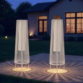 Grand patio Outdoor Floor Solar Light 2-Pack, Wicker Solar Patio Lamp Waterproof Outside Deck Lamp for Porch, Yard, Garden, Lawn Decorations - White, Gordes 2 PCS