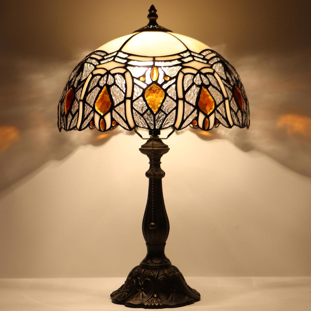 Tiffany Style Lamp Stained Glass Table Lamp Memory Sympathy Desk Reading Light 12X19 Inch (Crystal Style)