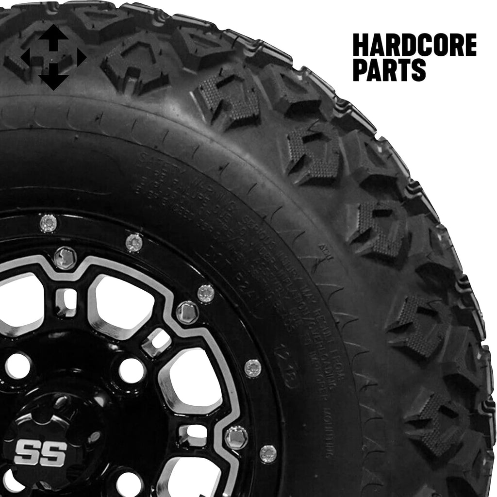 Hardcore Parts 4' Drop Axle Lift Kit for EZGO Marathon (1975-1993) Electric Golf Cart with 10' Black 'Panther' Wheels and 20'x10'-10' DOT rated All-Terrain tires